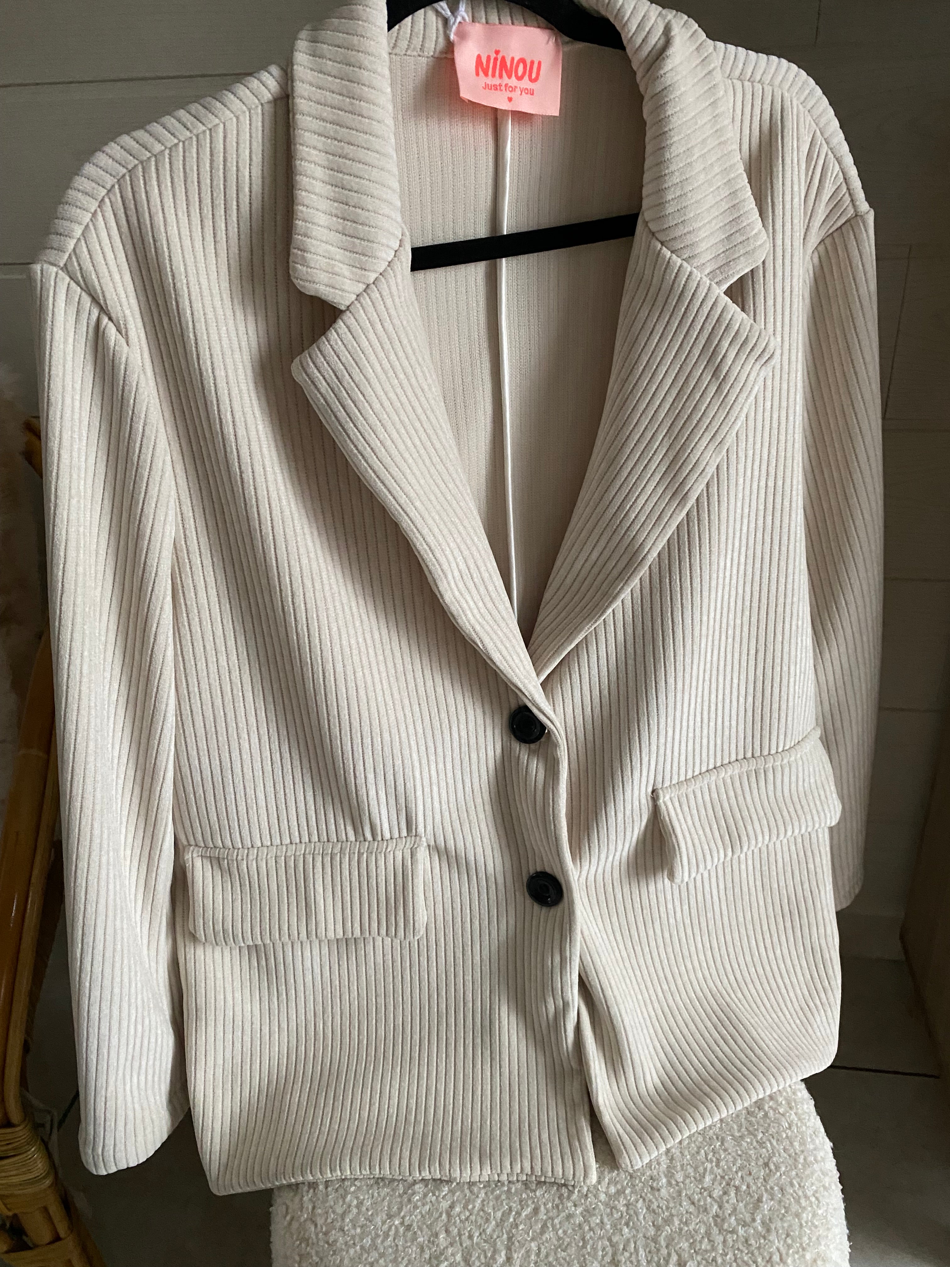 VESTE VELOURS COTELE ECRU TU 36/44