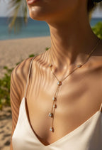 COLLIER CRISTAL Y, ACIER INOXYDABLE BLANC