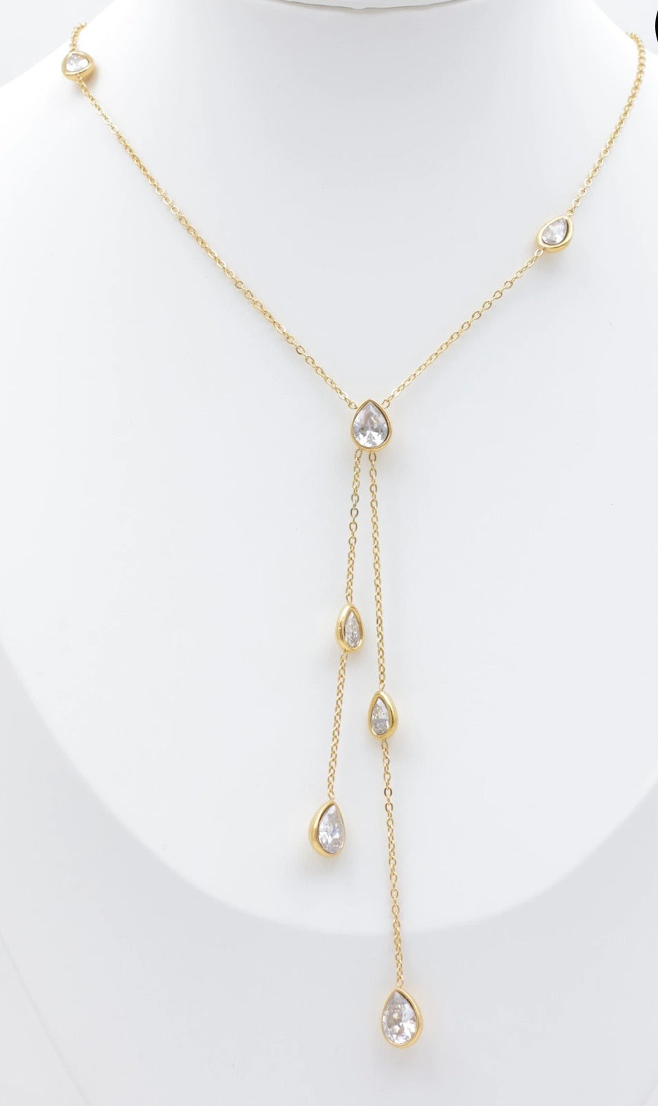 COLLIER CRISTAL Y, ACIER INOXYDABLE BLANC