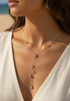COLLIER CRISTAL Y, ACIER INOXYDABLE BEIGE