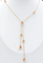 COLLIER CRISTAL Y, ACIER INOXYDABLE BEIGE