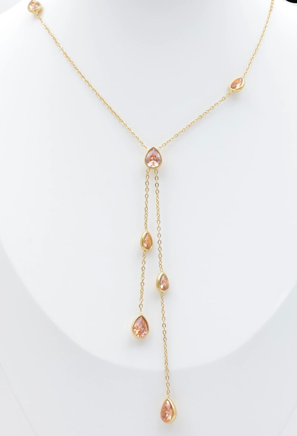 COLLIER CRISTAL Y, ACIER INOXYDABLE BEIGE