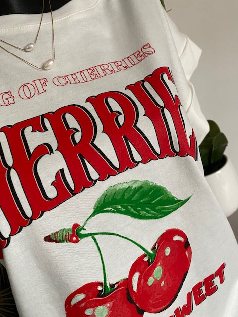 TEE SHIRT CHERRYS BLANC    36/42