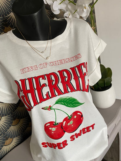 TEE SHIRT CHERRYS BLANC    36/42