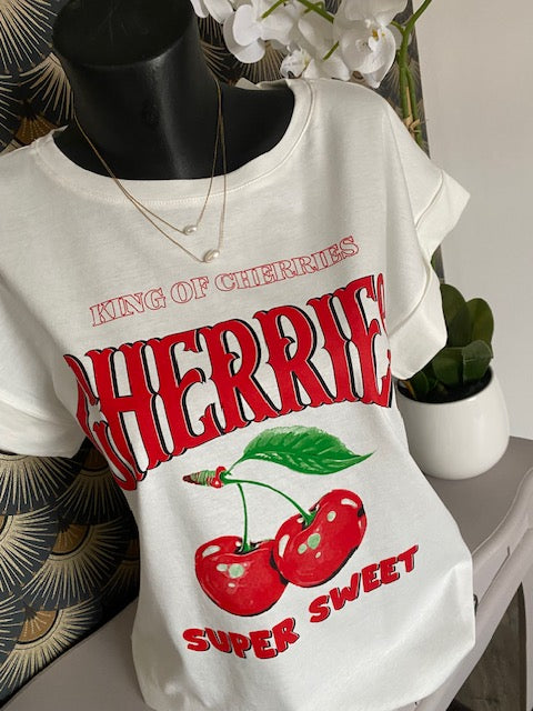 TEE SHIRT CHERRYS BLANC    36/42