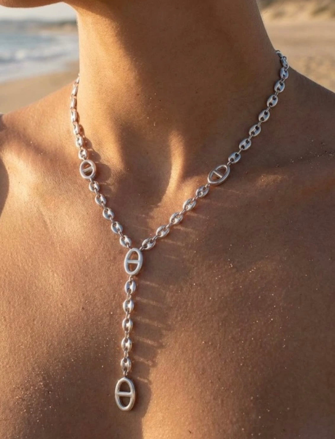 COLLIER Y TENDANCE ACIER INOXYDABLE ARGENT