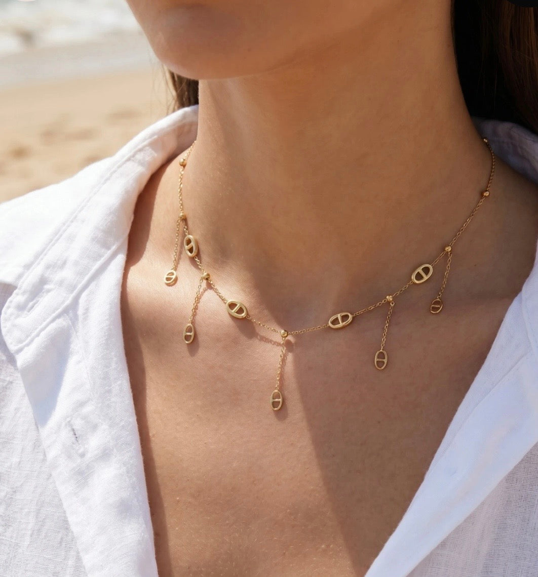 COLLIER PAAMPILLES ACIER INOXYDABLE  DORE