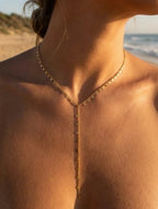 COLLIER Y ACIER INOXYDABLE COEUR DORE