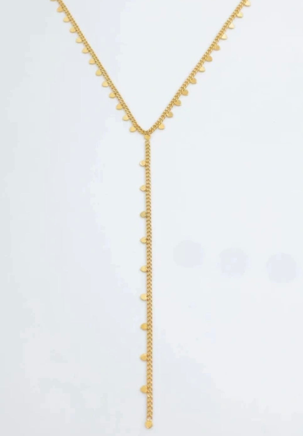 COLLIER Y ACIER INOXYDABLE COEUR DORE