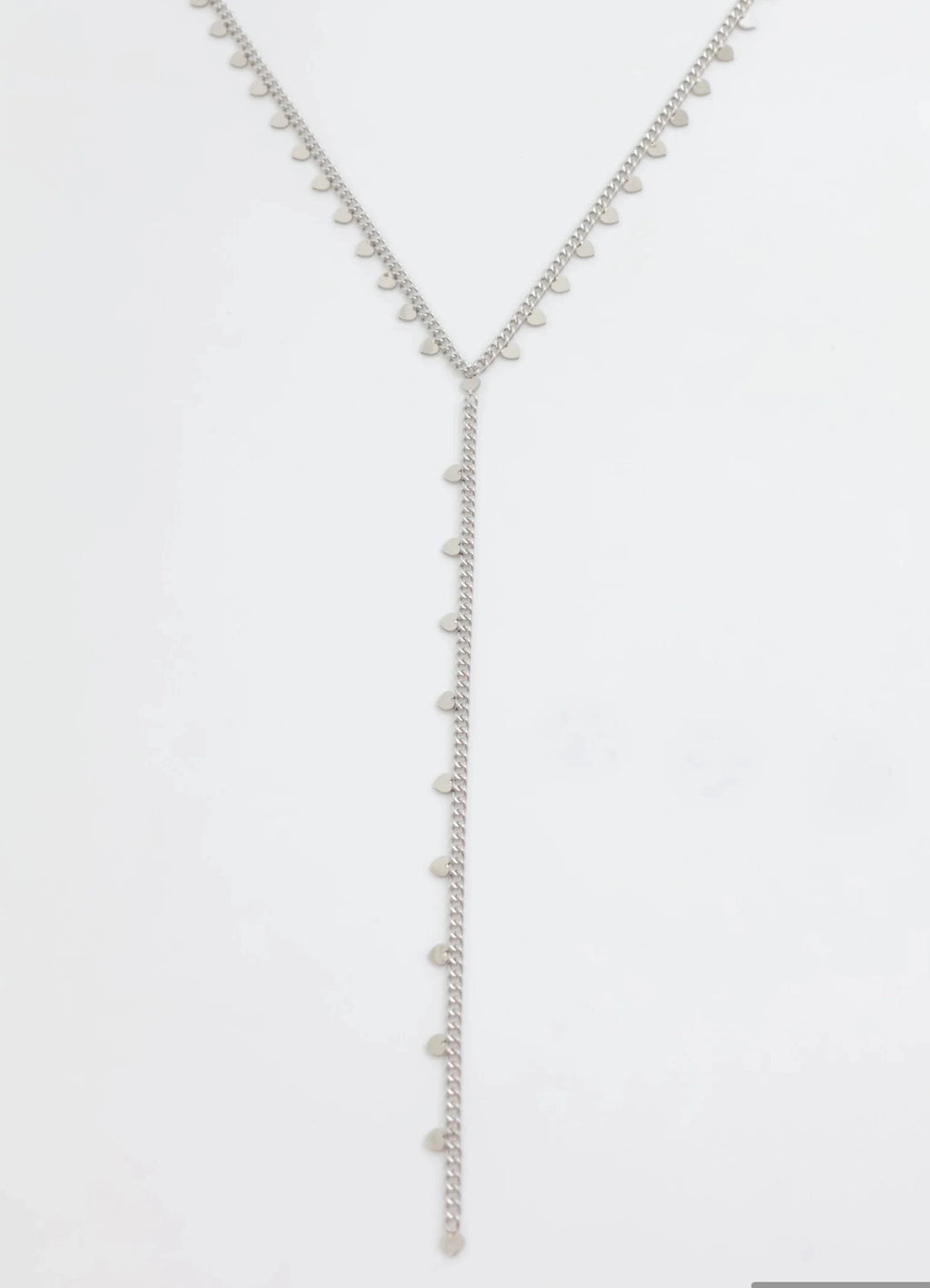 COLLIER Y ACIER INOXYDABLE COEUR ARGENT