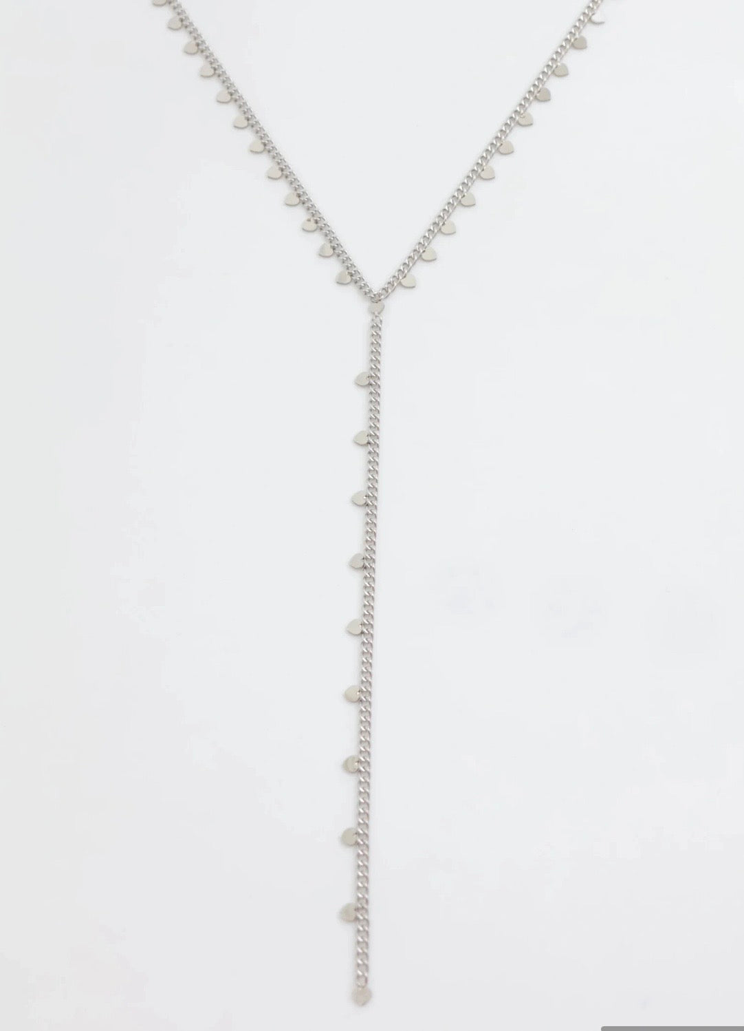 COLLIER Y ACIER INOXYDABLE COEUR ARGENT