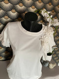 T-SHIRT FLEUR BLANC TU 36/42 PETIT 44