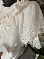 T-SHIRT FLEUR BLANC TU 36/42 PETIT 44