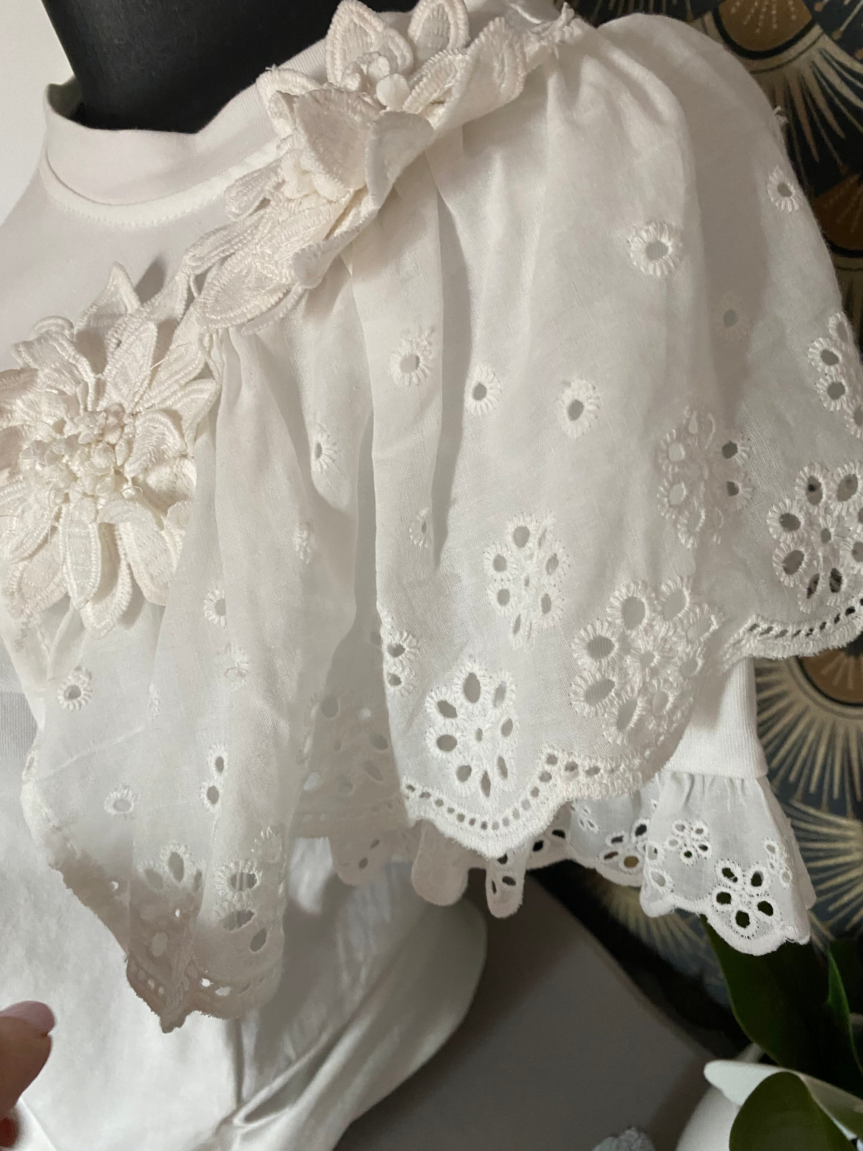 T-SHIRT FLEUR BLANC TU 36/42 PETIT 44