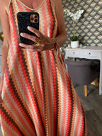 ROBE LUREX BRETELLES FINES ORANGE  36/44