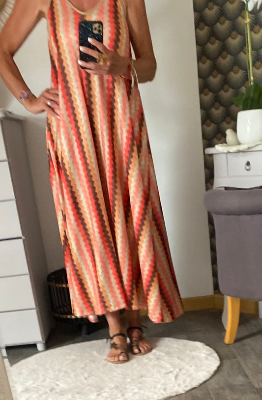 ROBE LUREX BRETELLES FINES ORANGE  36/44
