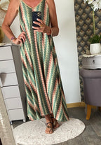 ROBE LUREX BRETELLES FINES KAKI  36/44