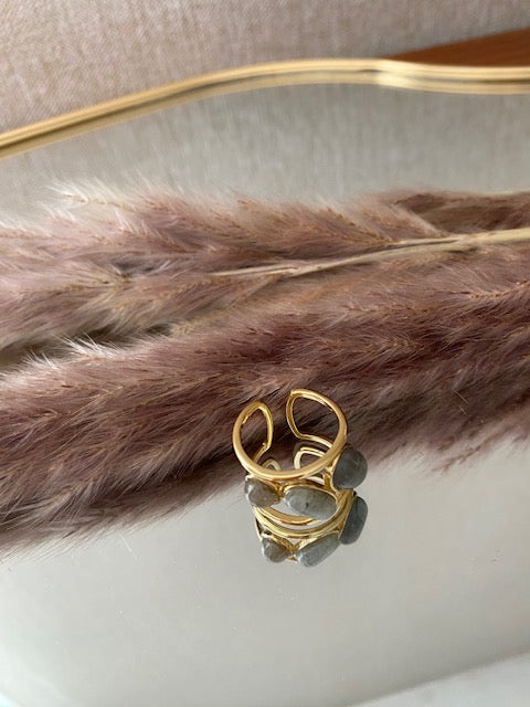 BAGUE WENDY verte  acier inoxydable