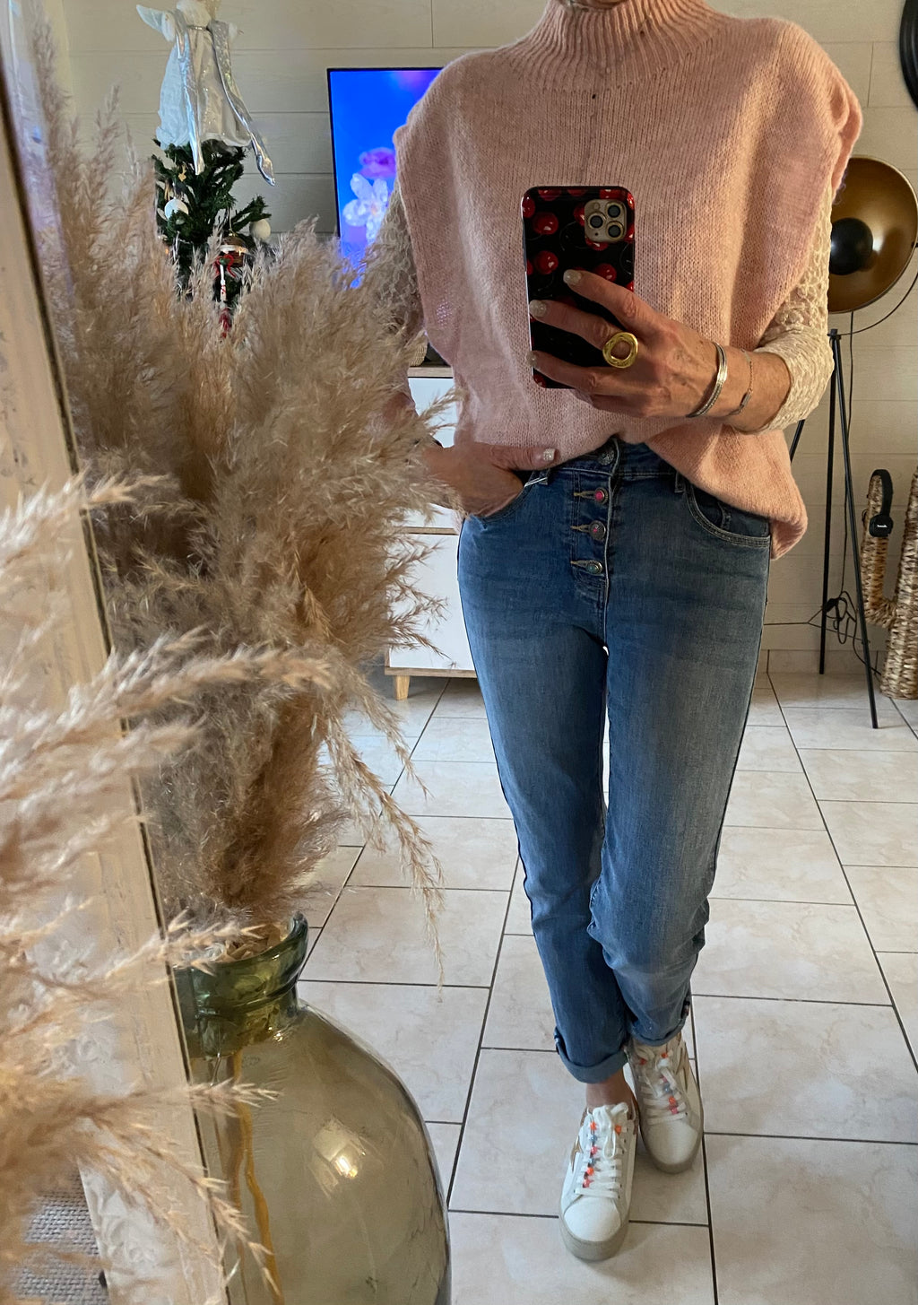 ENSEMBLE PULL PINKA ROSE POUDRE  TU34/44 PETIT 46