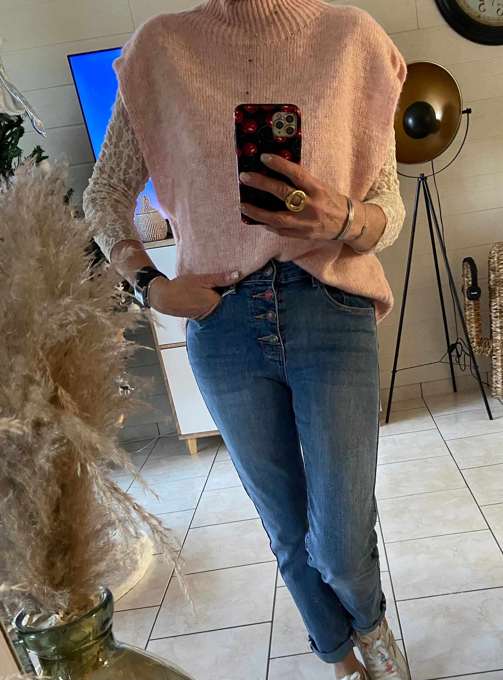 ENSEMBLE PULL PINKA ROSE POUDRE  TU34/44 PETIT 46