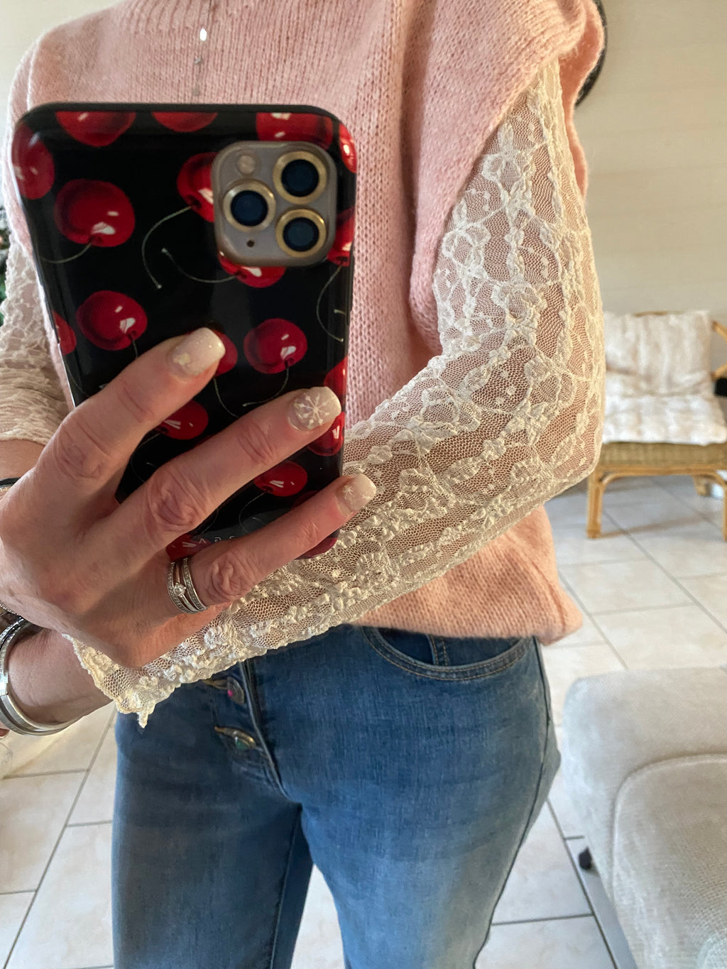 ENSEMBLE PULL PINKA ROSE POUDRE  TU34/44 PETIT 46