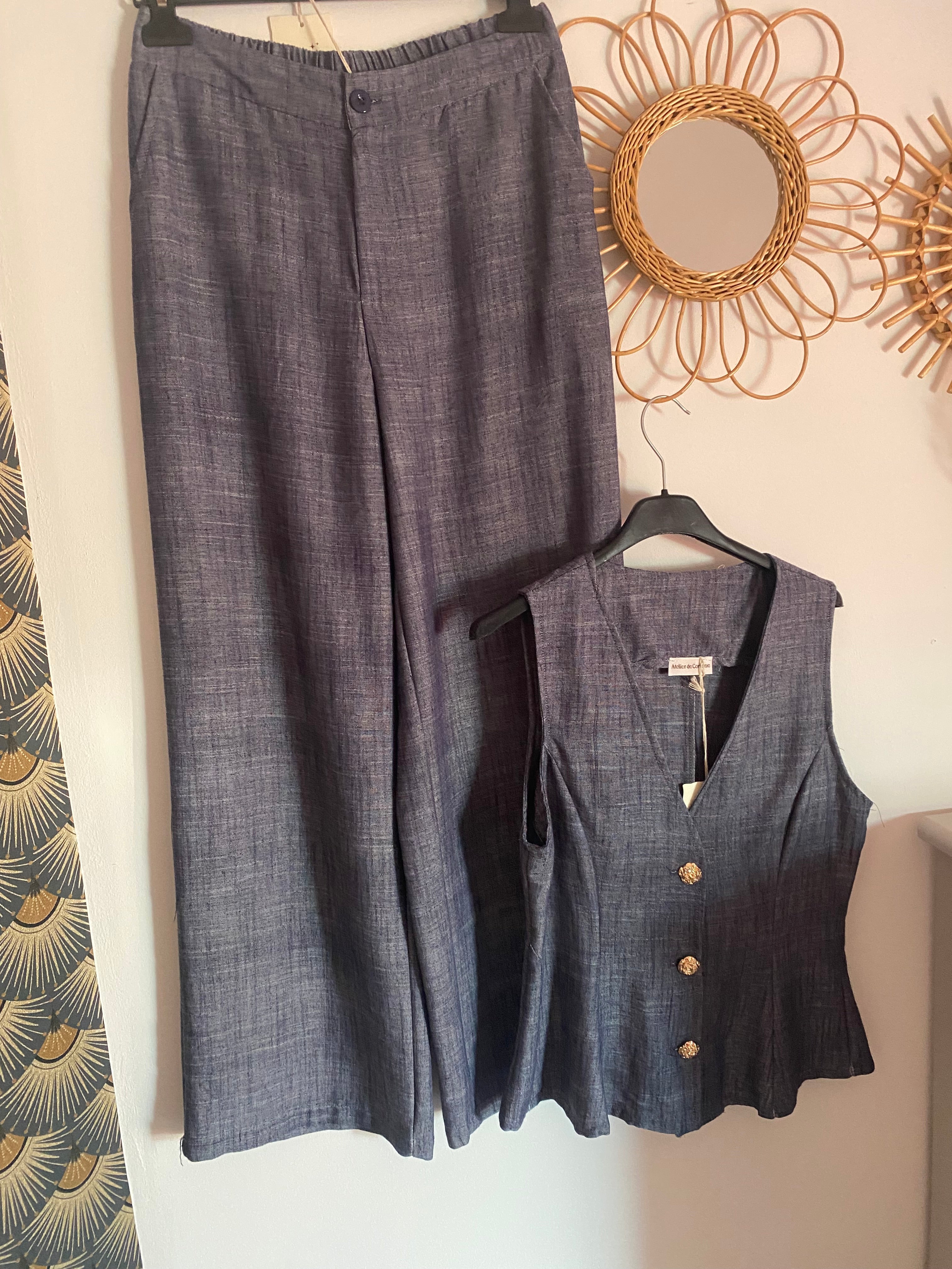 ENSEMBLE PANTALON ET TOP TU  34/40