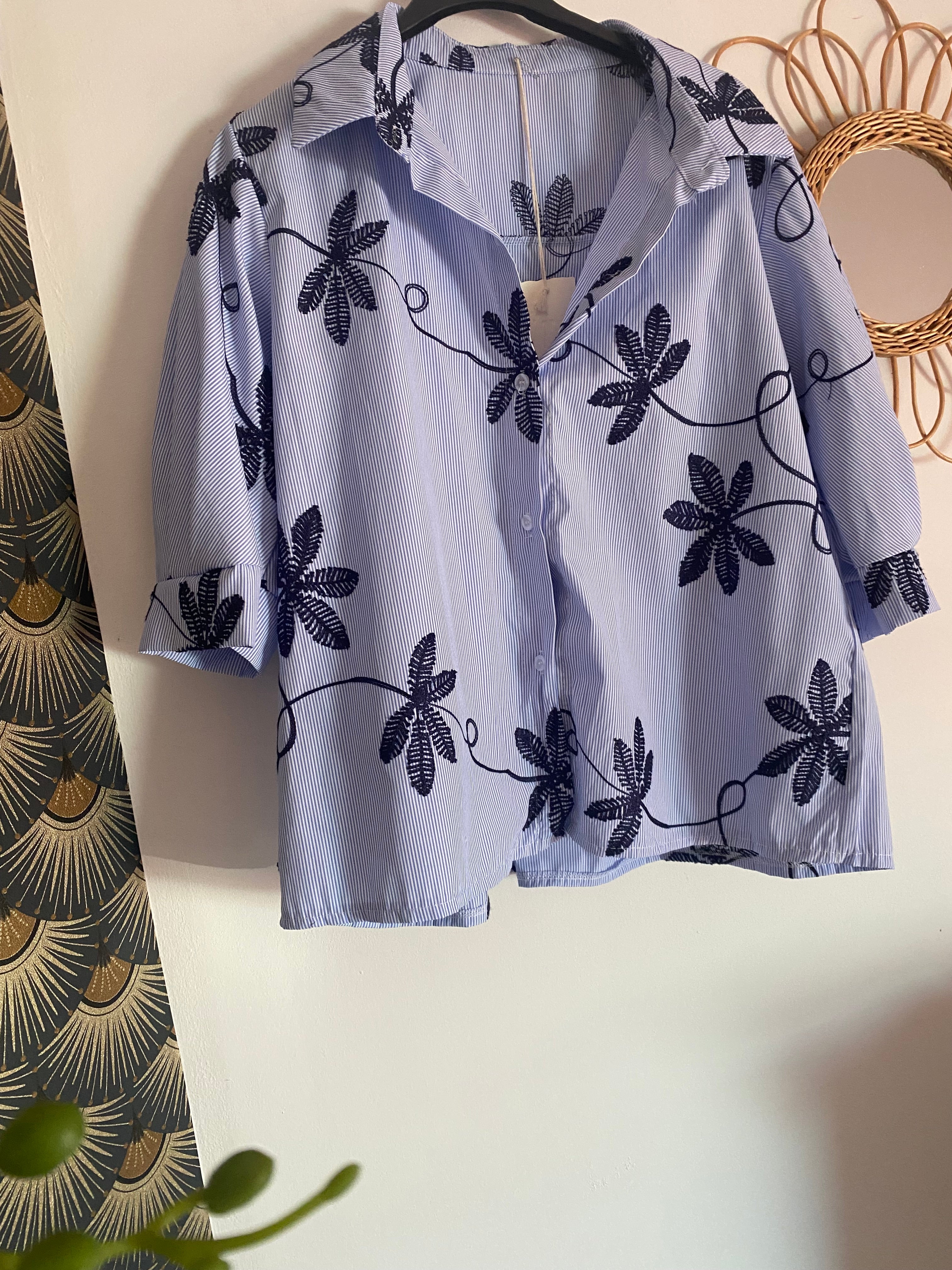 ENSEMBLE JUPE ET CHEMISE  COTON BRODEE  TU 36/42