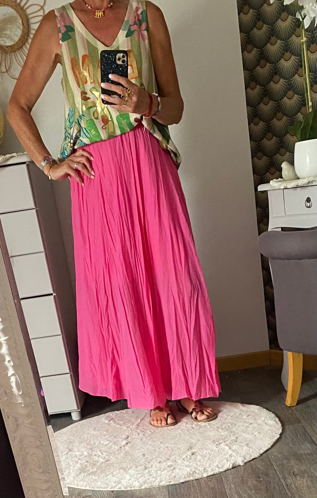 JUPE MILA EFET PLISSE ROSE  TU36/42