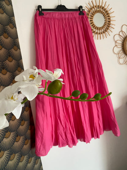 JUPE MILA EFET PLISSE ROSE  TU36/42