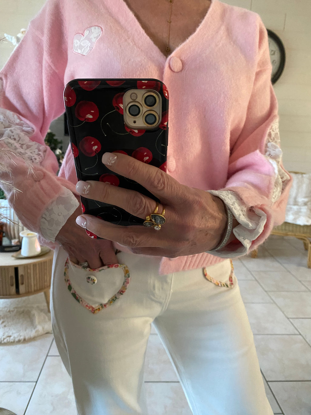 PANTALON JEAN BLANC ORNADO  TAILLES : 36/38/40/42/44