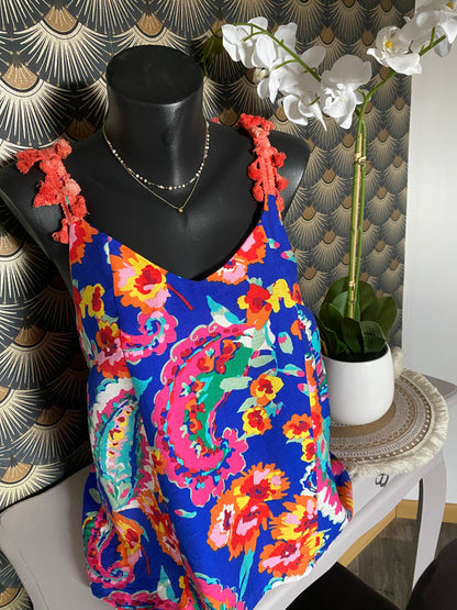 TOP NELL BRETELLES POMPONS  TAILLE 1 OU 2