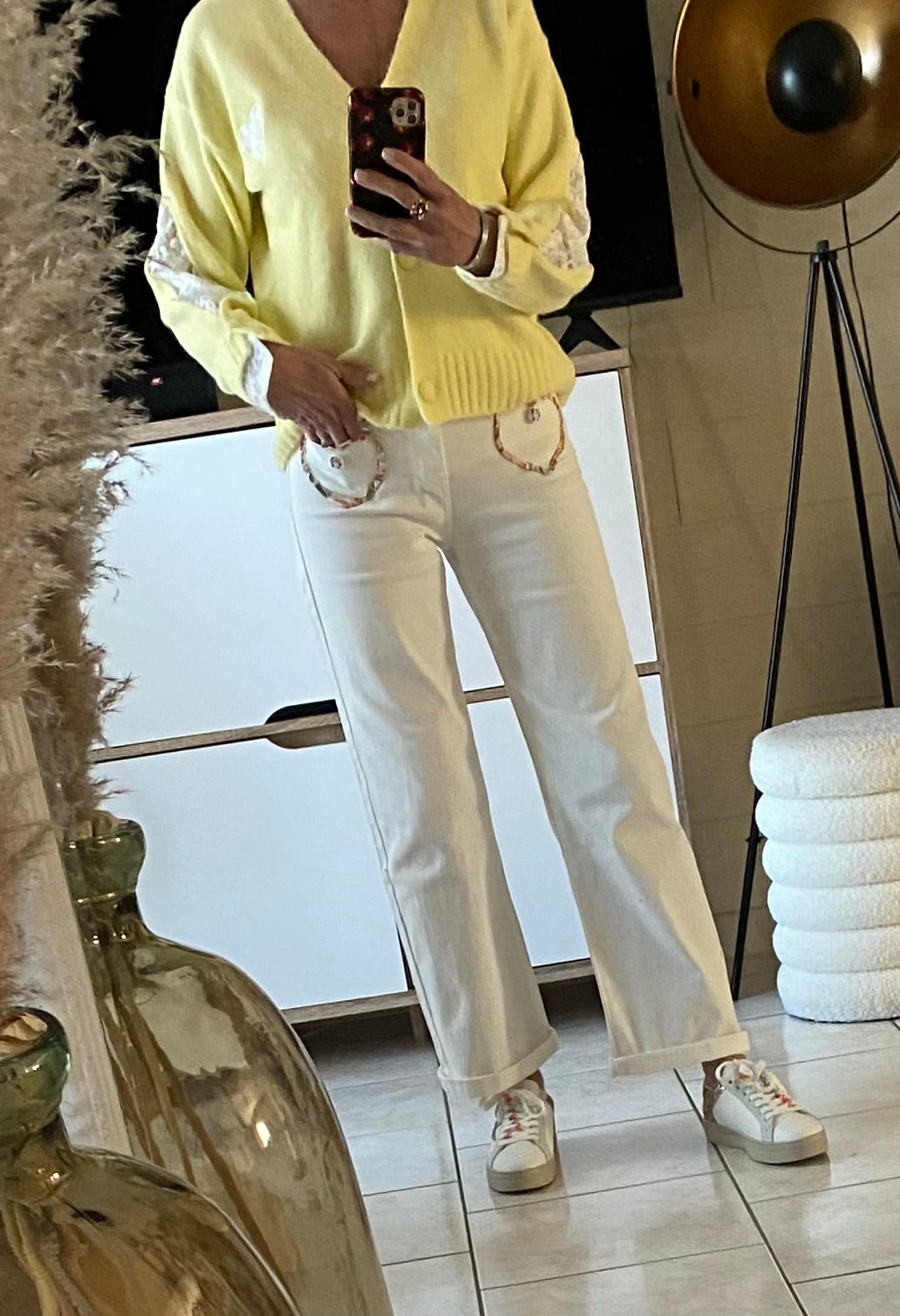 GILET LOVENA DENTELLE JAUNE   TU 36/42 petit 44