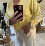 GILET LOVENA DENTELLE JAUNE   TU 36/42 petit 44