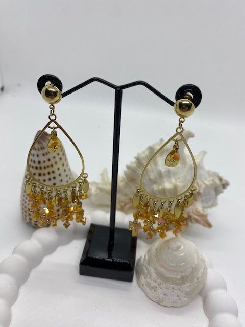 BOUCLES D'OREILLES GOUTTES  ORANGE   ACIER INOXYDABLE