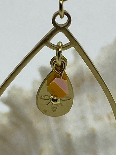 BOUCLES D'OREILLES GOUTTES  ORANGE   ACIER INOXYDABLE