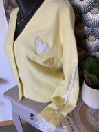 GILET LOVENA DENTELLE JAUNE   TU 36/42 petit 44
