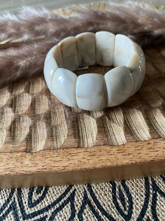 BRACELET ELASTIQUE RESINE   BEIGE