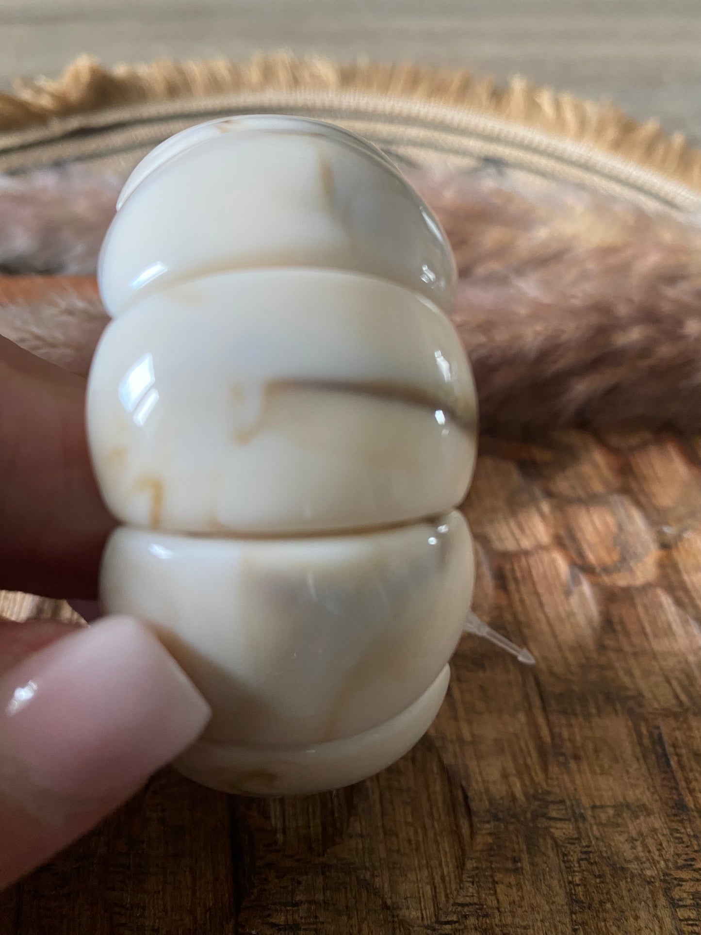 BRACELET ELASTIQUE RESINE   BEIGE