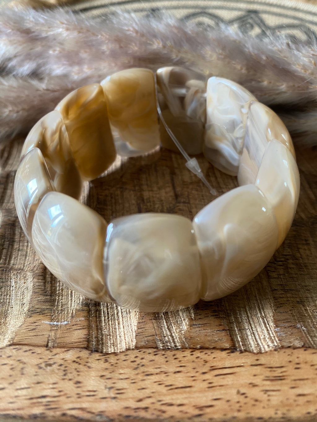 BRACELET ELASTIQUE RESINE   CAMEL