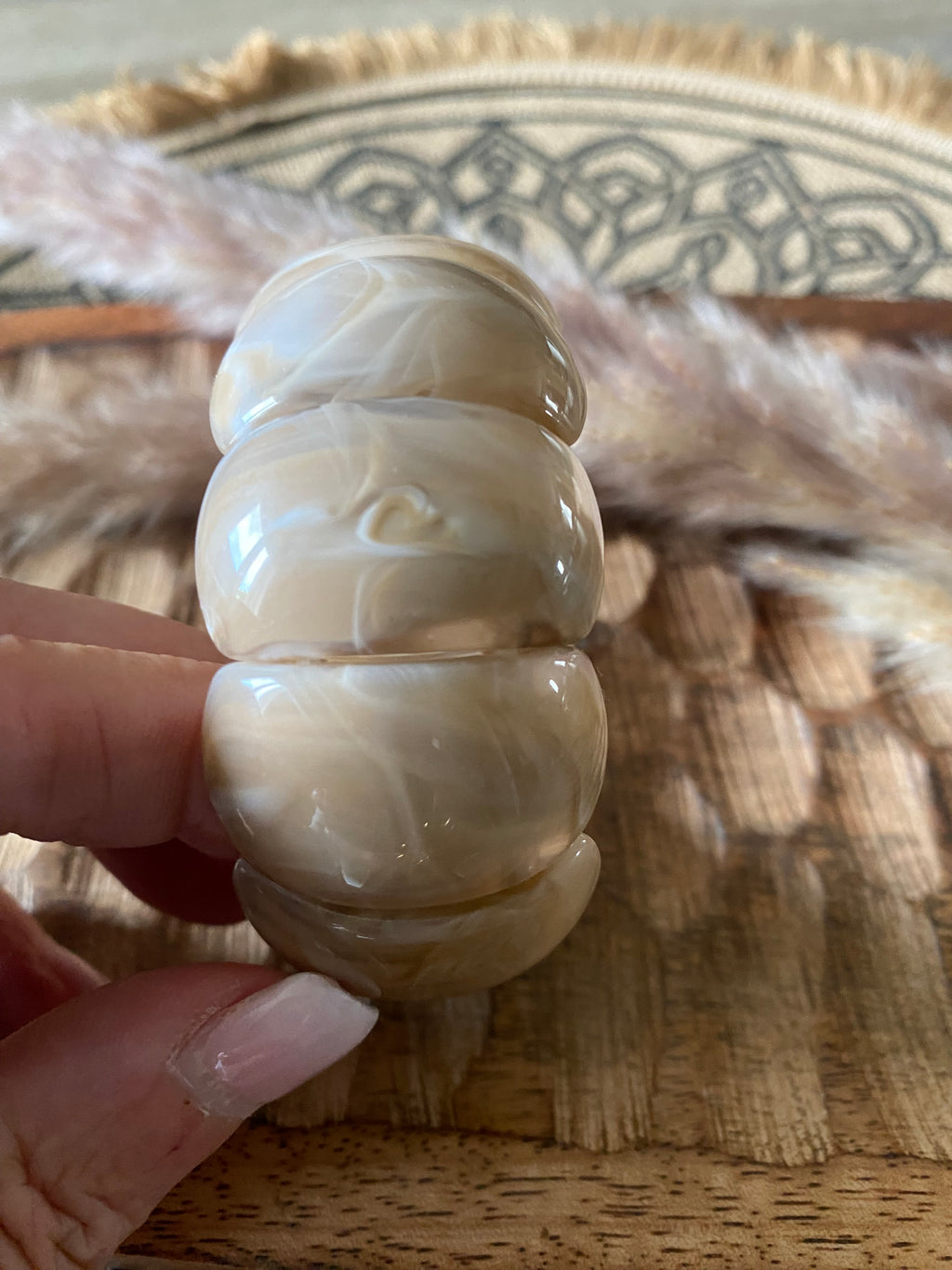 BRACELET ELASTIQUE RESINE   CAMEL