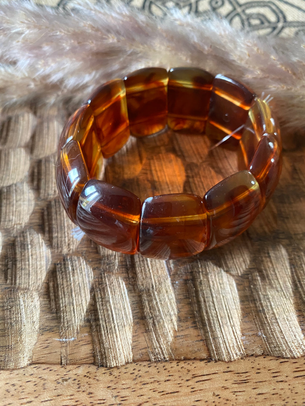 BRACELET ELASTIQUE RESINE   BRUN